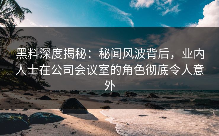 黑料深度揭秘：秘闻风波背后，业内人士在公司会议室的角色彻底令人意外