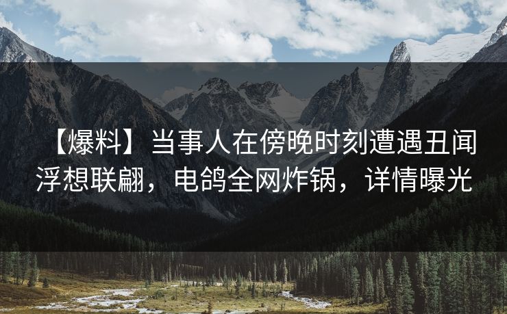 【爆料】当事人在傍晚时刻遭遇丑闻 浮想联翩，电鸽全网炸锅，详情曝光