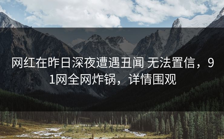 网红在昨日深夜遭遇丑闻 无法置信,91网全网炸锅,详情围观