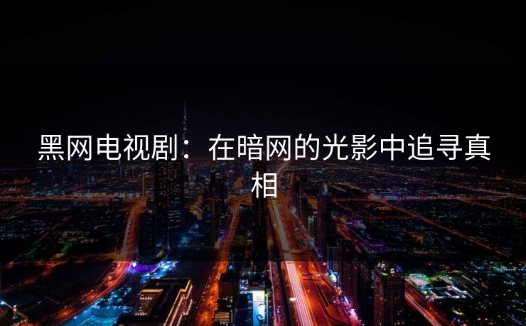 黑网电视剧：在暗网的光影中追寻真相