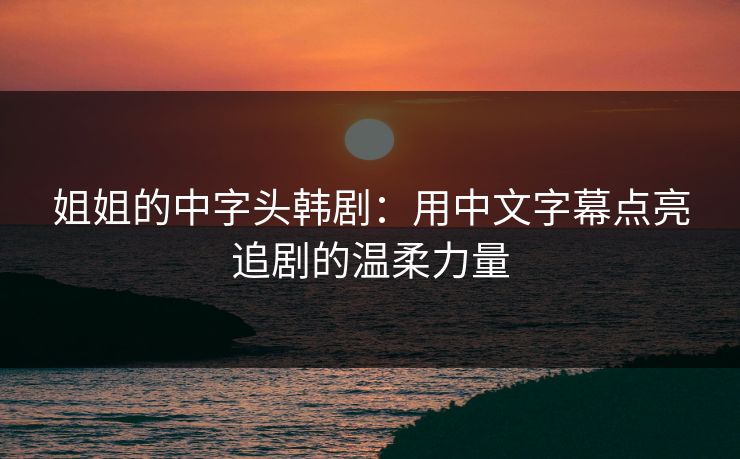 姐姐的中字头韩剧：用中文字幕点亮追剧的温柔力量
